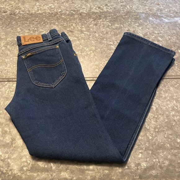 Vintage Lee Riders USA Bootcut Denim Jeans 28x30 (30x32) Western Leather Patch 1 - Picture 1 of 13